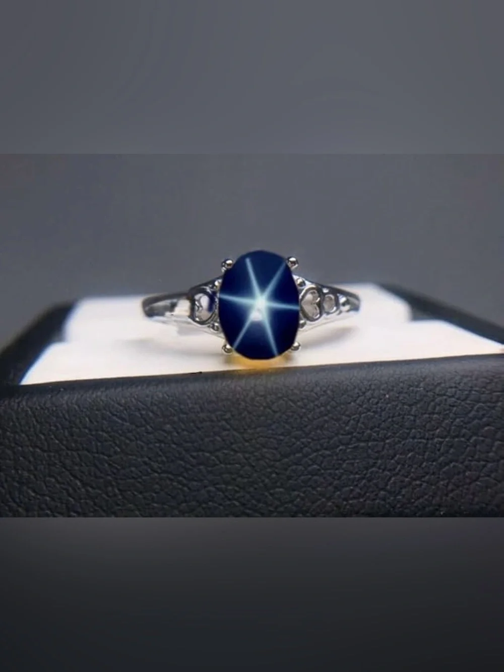Sterling Silver Star Sapphire Heart-Accent Ring in Blue